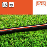 BLACK+DECKER Tuinslang 15 meter - Ø13MM - Duurzaam PVC - Tuin besproeien, auto wassen, zwembad vullen - Compatibel met elke standaard kraan - Zwart/Oranje