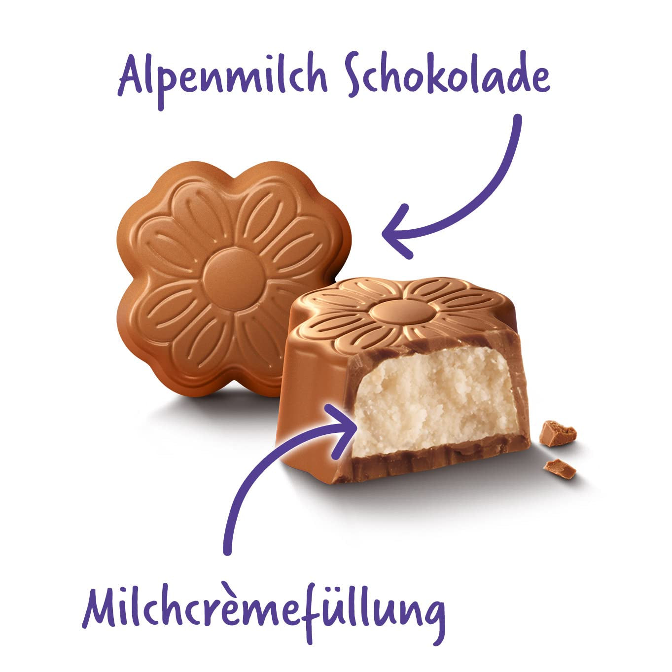 Milka Little Thank You Chocolates 12 x 44g, fijne melkroomchocolaatjes omhuld met Alpenmelkchocolade (pak van 5)