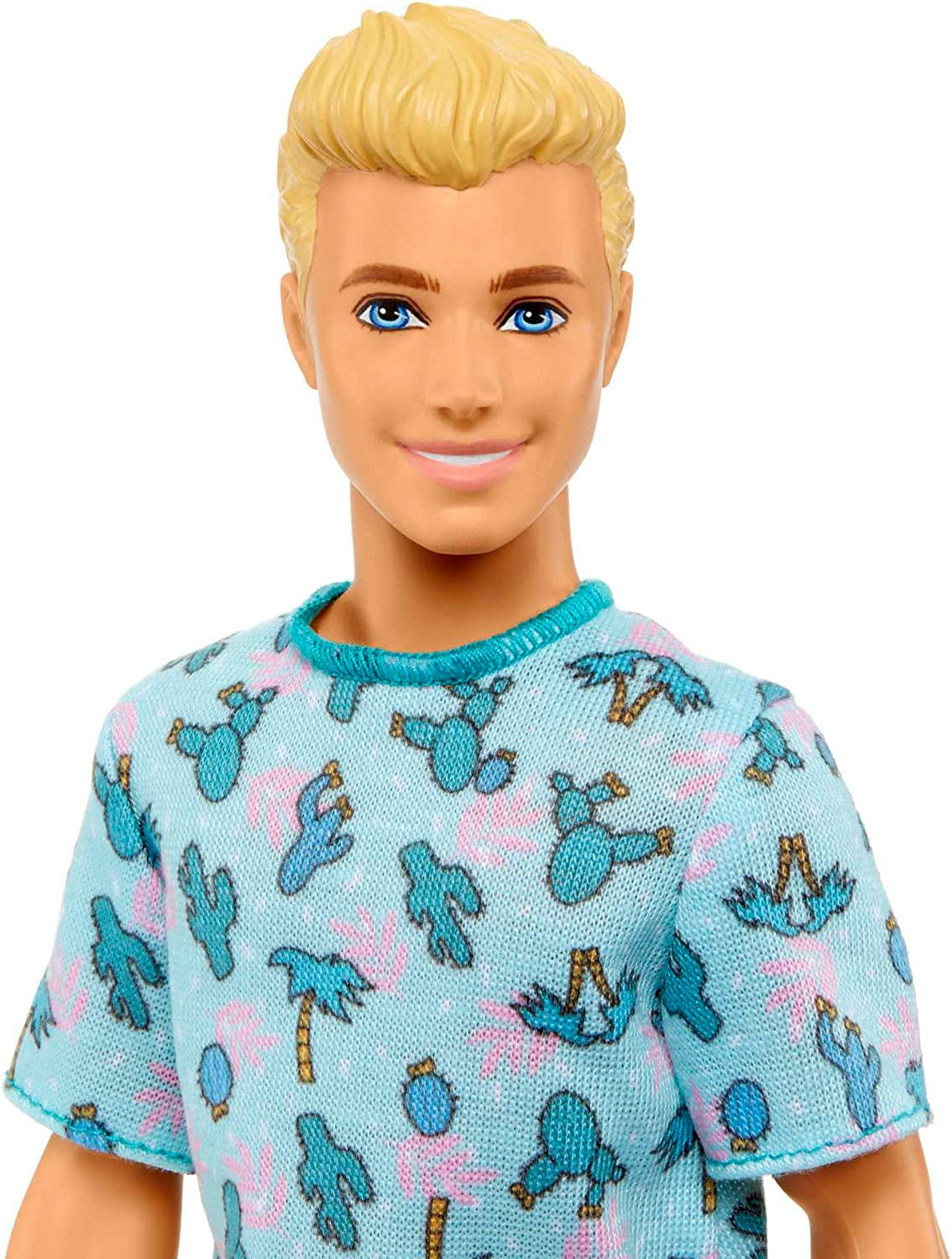 Barbie Ken Fashionistas-pop - T-shirt met cactus- en palmprint, witte shorts en sneakers, perfect voor avonturen met vrienden en wandelingen door de stad, voor kinderen vanaf 3 jaar, HJT10 Naty Shop-poppen
