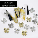 30st metalen nagelbogen, goud zilver grijze strikken, nagelaccessoires, nageldecoraties voor vrouwen en meisjes, nail art design
