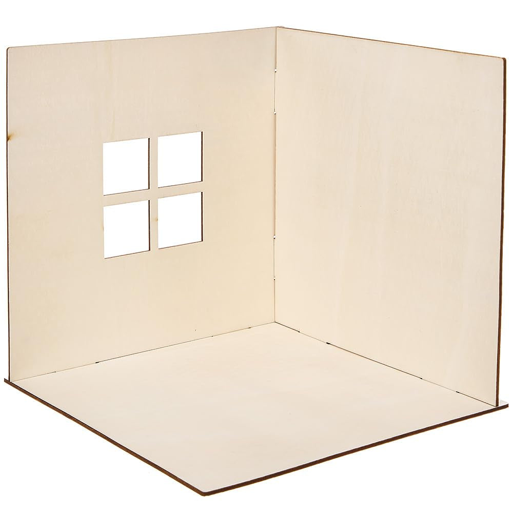 Baker Ross FN255 mini houten poppenhuispakket - 1-delig poppenhuispakket voor kinderen DIY-knutselpakket