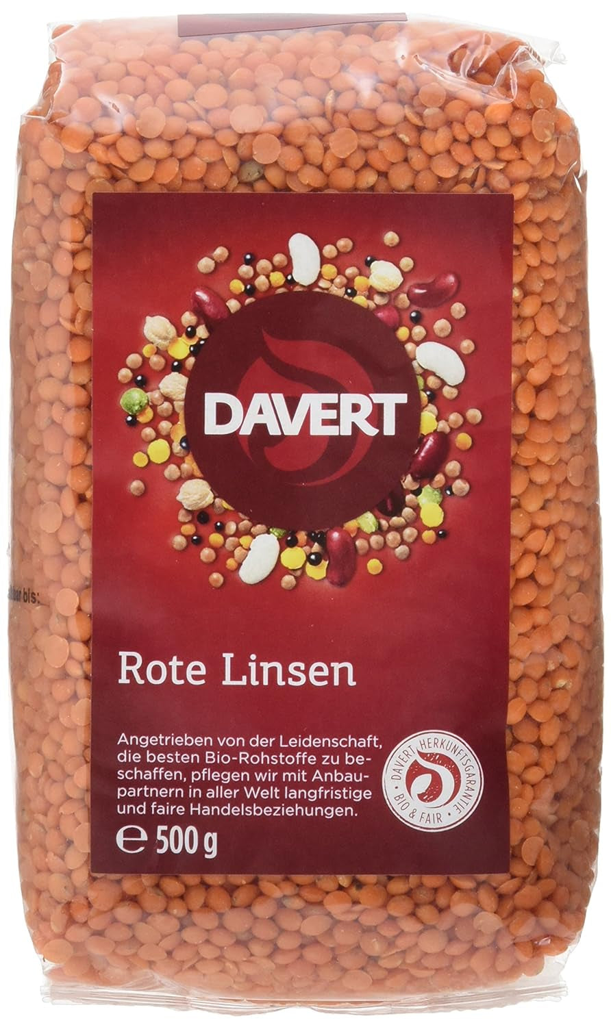 Davert hele rode linzen (1 x 500 g) - Bio