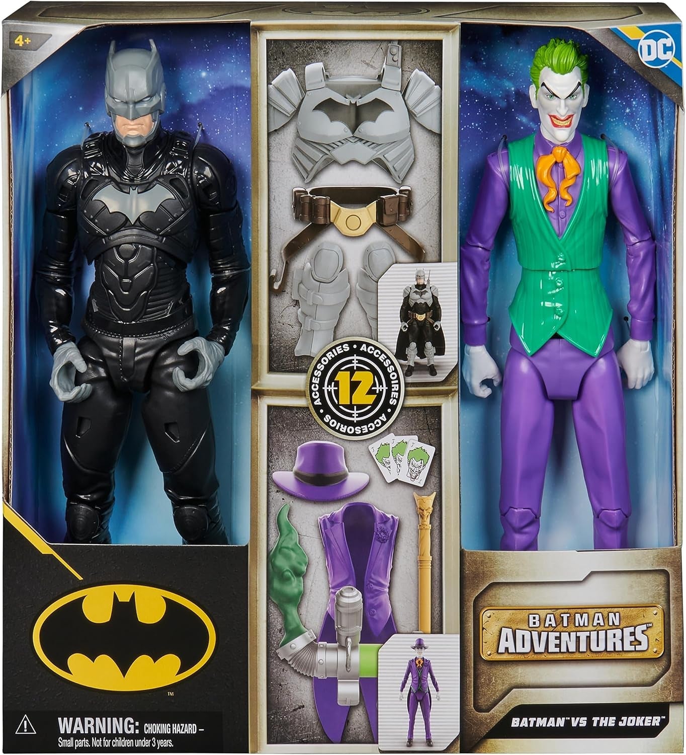 DC Batman Adventures Batman Vs the Joker actiefigurenset, 30 cm - 2 volledig beweegbare figuren met 12 versnellingen voor spannend rollenspel, speelgoed voor 4+ kinderen Actiefiguren Naty Shop
