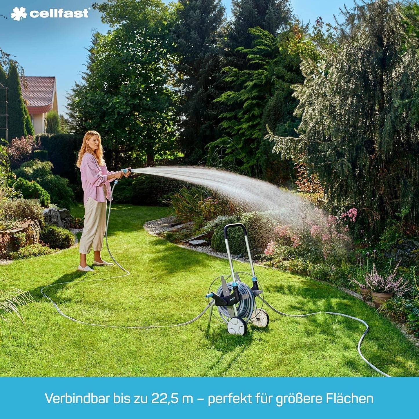 Cellfast SPRING irrigatieslang, driekanaals irrigatieslang met volledige aansluitingen, gemaakt van hoogwaardige draad, UV-bestendig, 15m, 1/2 inch, 19-022, veelkleurig, 38x38x8cm