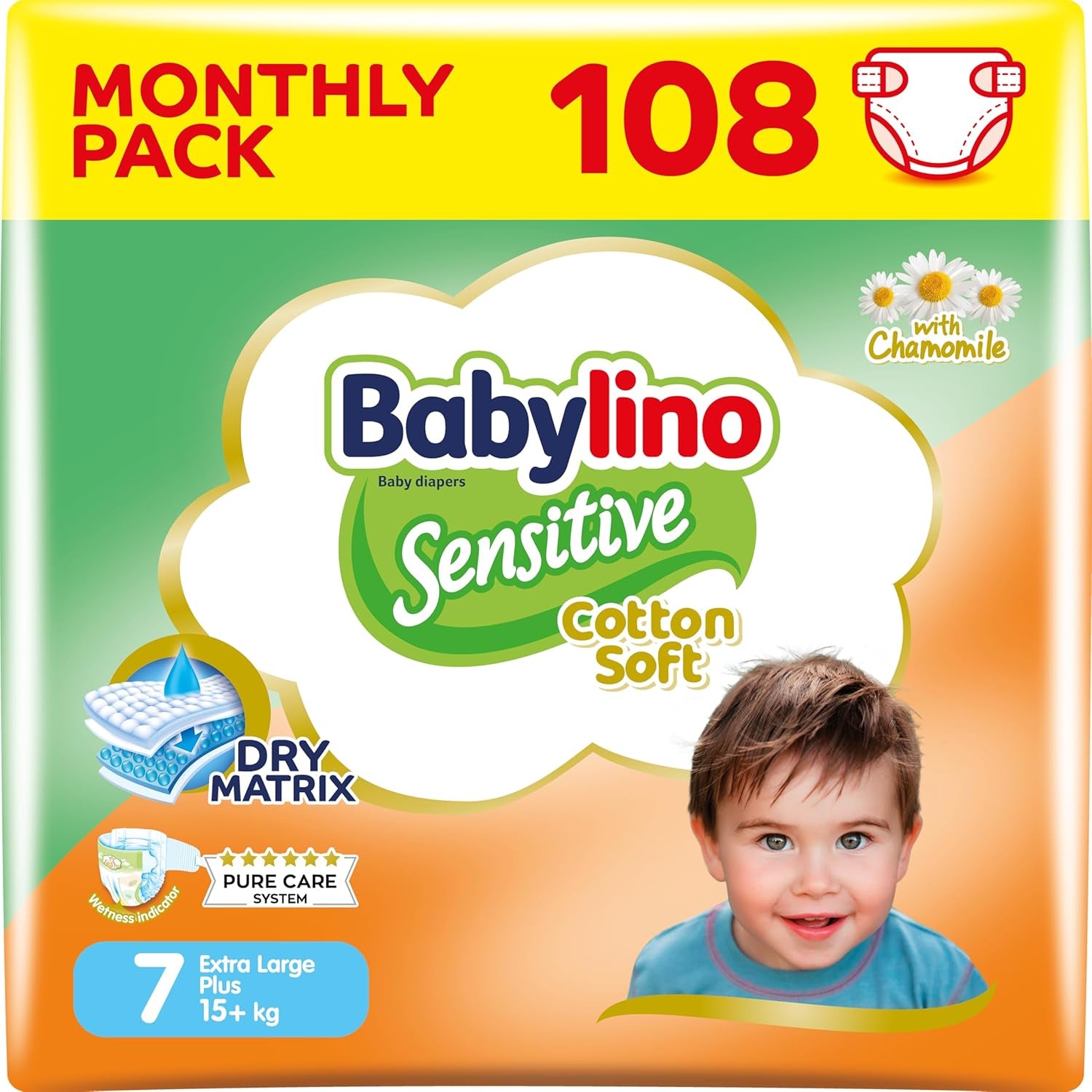 Luiers voor gevoelige baby's, maat 7, extra large plus (+15 kg), 14 stuks