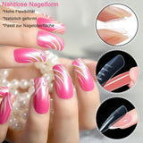120 dubbele nagelformulierenset, nagelverlengingssjablonen met roze dubbele borstel, nageltipclip, spons-teenscheider en nagelvijl voor polygelnagels
