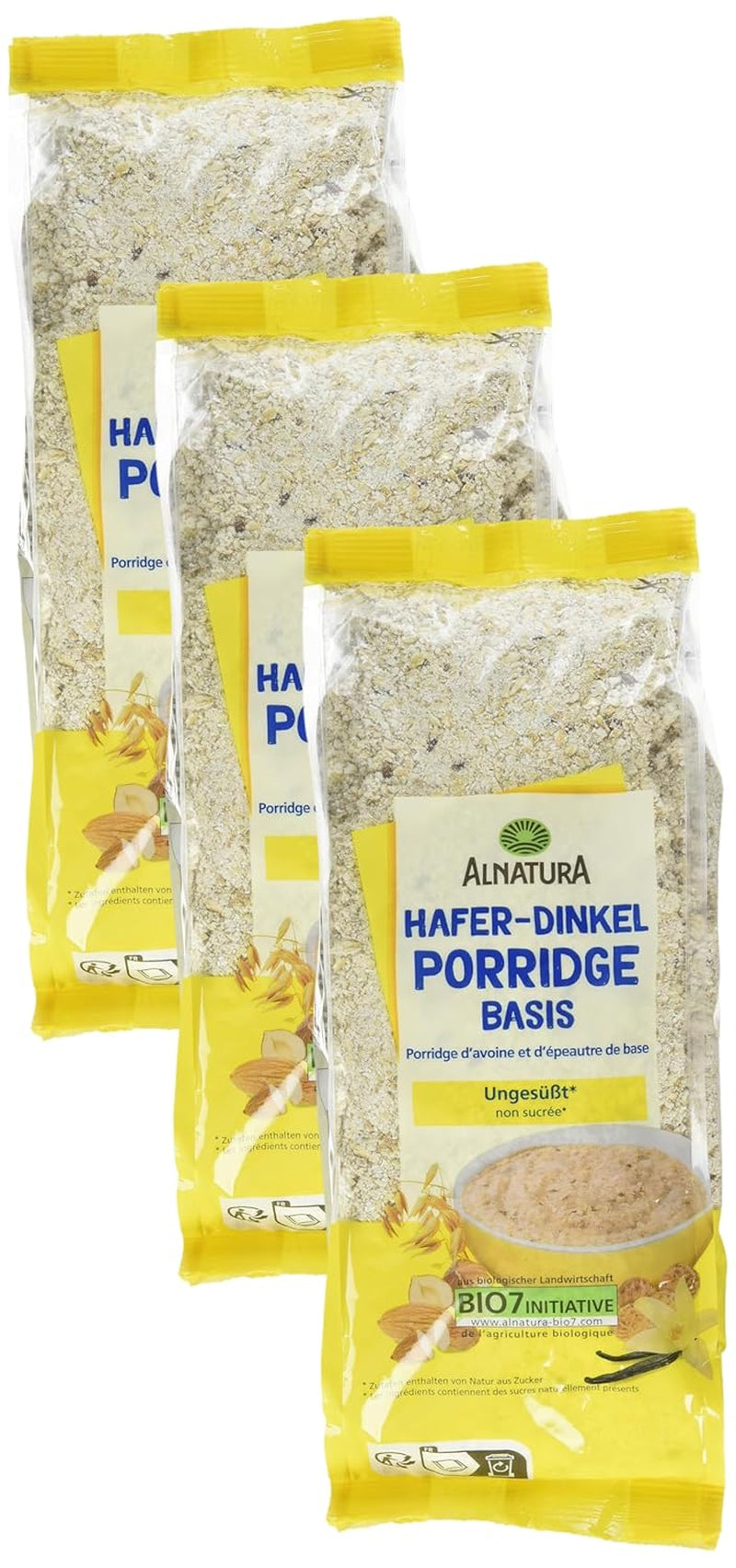Biologische havermout- en speltpapbasis, 500 g (pak van 3)