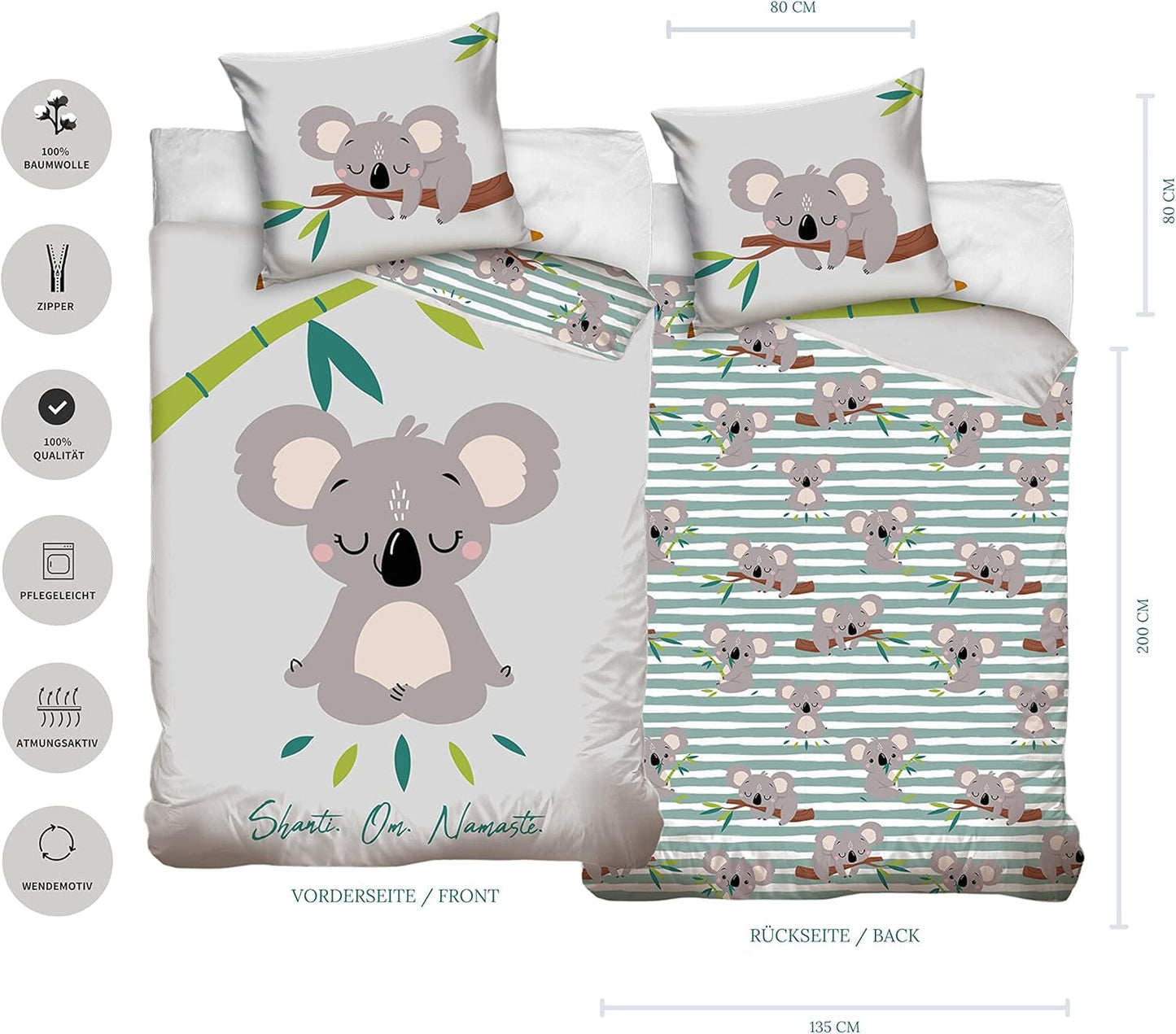 Beddengoed voor kinderen en tieners, unisex, Ursulet Koala, katoen Beddengoed - kinderen Naty Shop