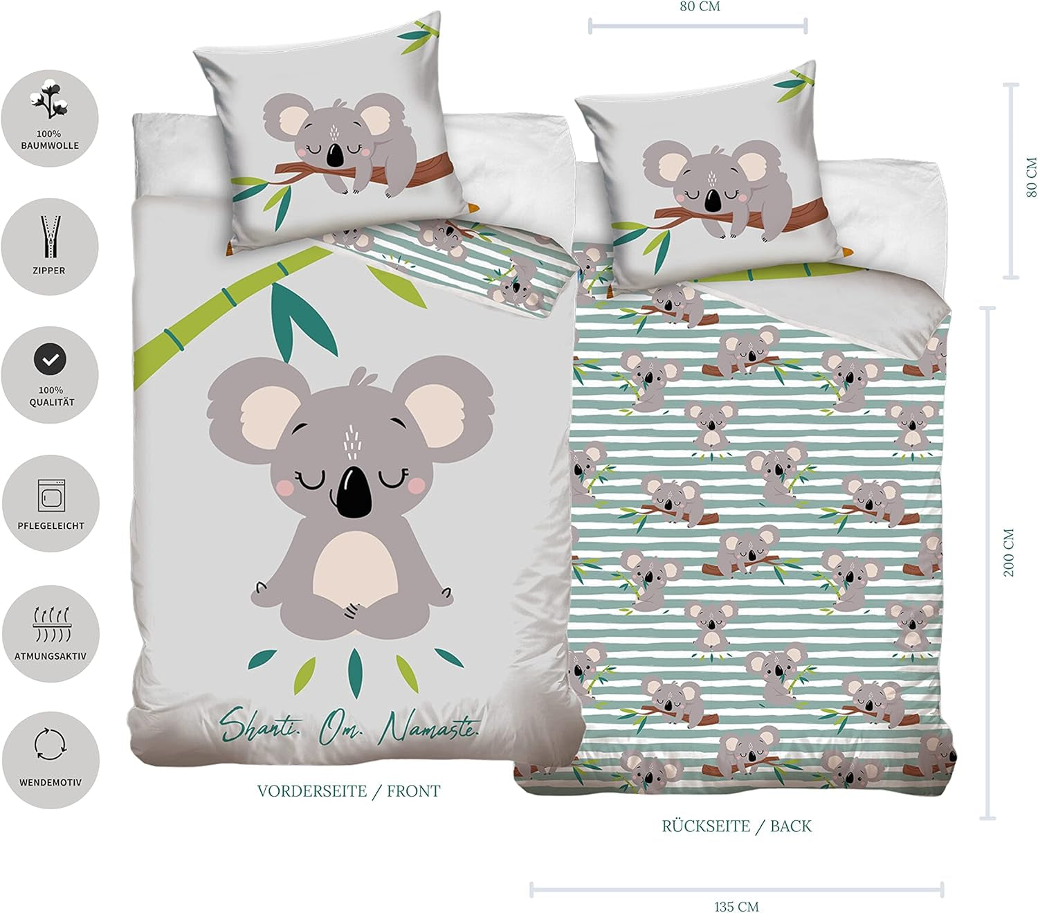 Beddengoed voor kinderen en tieners, unisex, Ursulet Koala, katoen Beddengoed - kinderen Naty Shop