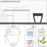 Plantenbak LECHUZA Classico Kleur ECO 60 Donkergrijs | Plantenbak met bewateringssysteem en waterniveau-indicator | Gemaakt van 100% gerecycled plastic | Matte afwerking | Ø 60 x 55,5cm | 18955