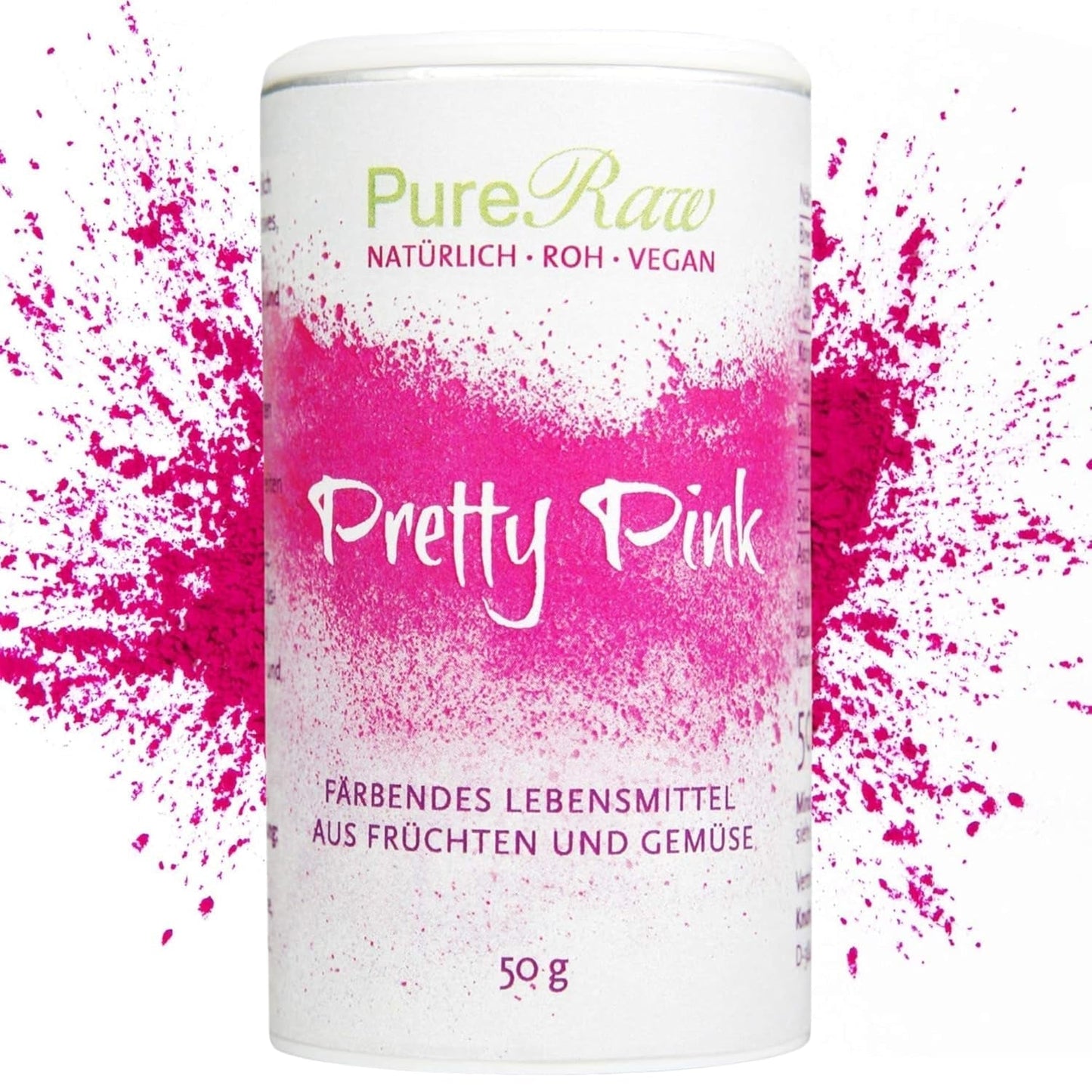 Pretty Pink Natürliche Lebensmittelfarbe Pulver Rosa (Roh Vegan) Pastel Rose Bis Intensiv Rosa-Rot - Essbare kleur voor Lebensmittel Aus Früchten en Gemüse - Natuurlijke kleurstof voor levensmiddelen | Pureraw 5G Naty Shop 50 G (1Er-pakket) Roze