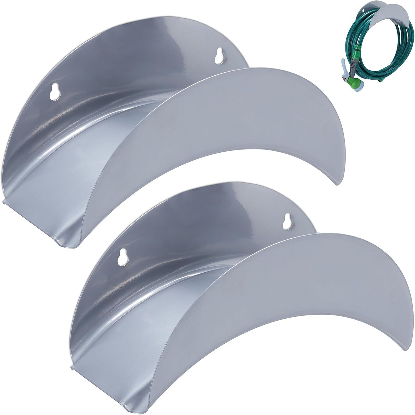 Relaxdays Wandslanghouder Set van 2 voor 30m 1/2" Slang Tuinslanghouder Metalen Slanghouder Grijs