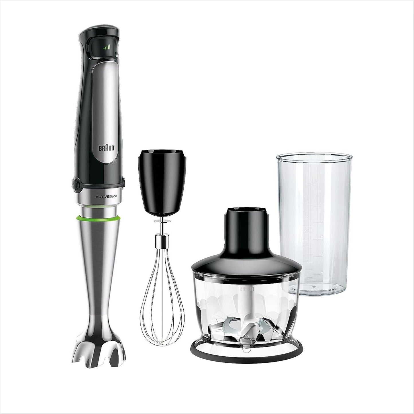 Braun Multiquick 7 MQ 7035X Stabmixer - Pürierstab Mit Abnehmbarem Edelstahl Mixfuß Mit Activeblade Technologie Zum Pürieren Der Härtesten Ingredient, Inkl. 3-delige Zubehör-set, 1000 Watt, Schwarz Kitchen Naty Shop Schwarz Zerkleinerer (500G)