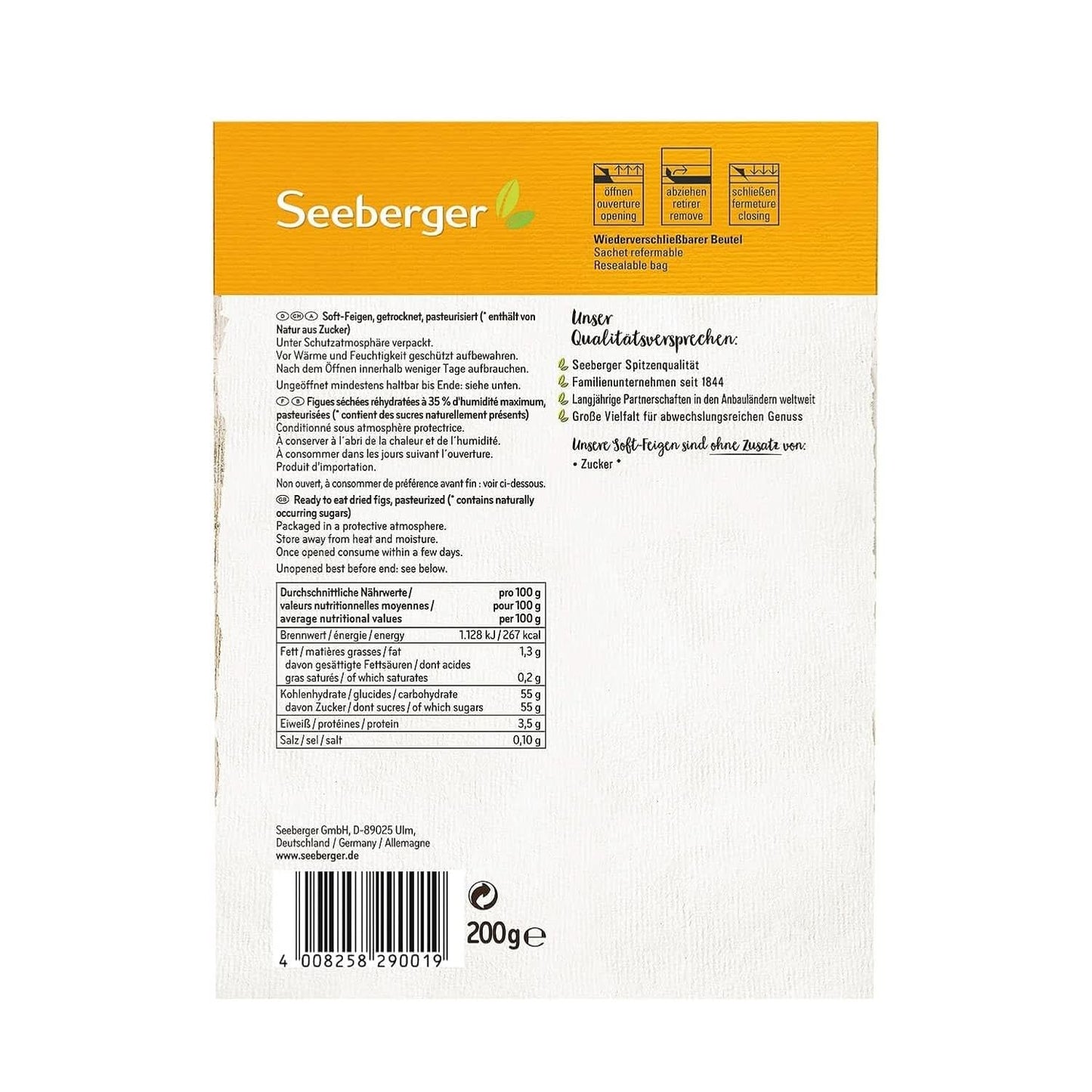 Seeberger Zachte, honingzoete bergvijgen met steenvlees - voor voedingsbewuste fijnproevers, 13 x 200 gram Naty Shop Gedehydrateerde producten