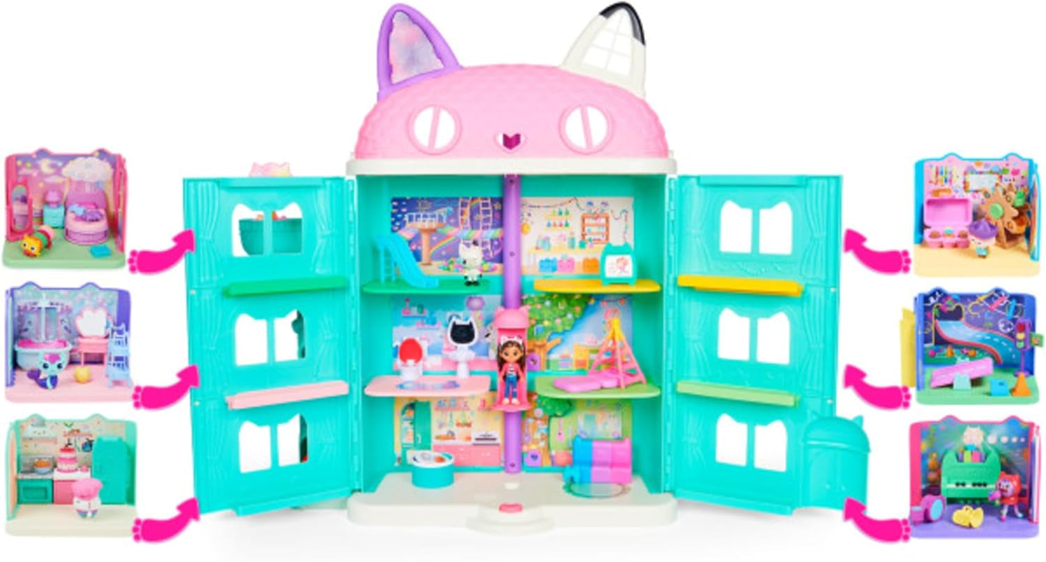 DREAMWORKS GABBY'S POPPENHUIS - Deluxe kamerspeelset, Kitty Narwhale feestkamer, themameubels en accessoires, vanaf 3 jaar