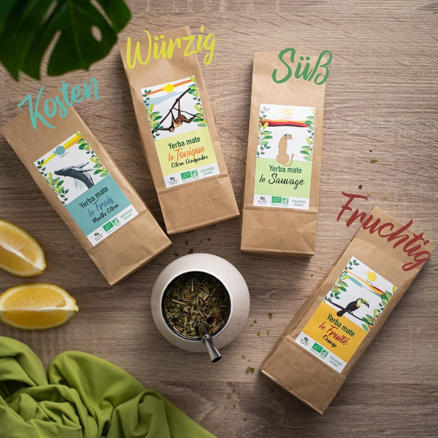 ORIGEENS BIO MATE TEA GIFT SET X4 I Yerba Mate Bio 4X80G I Yerba Mate theeservies, cadeau-idee