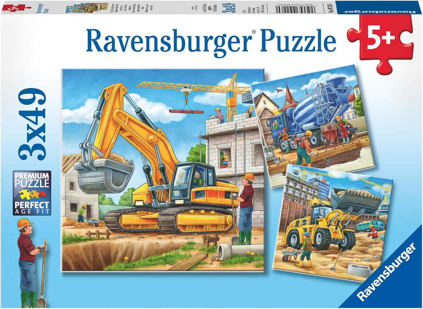Ravensburger puzzel voor kinderen - 09226 Grote bouwvoertuigen - Puzzel voor kinderen 5+ 3X49 stukjes puzzel Naty Shop standaardtitel