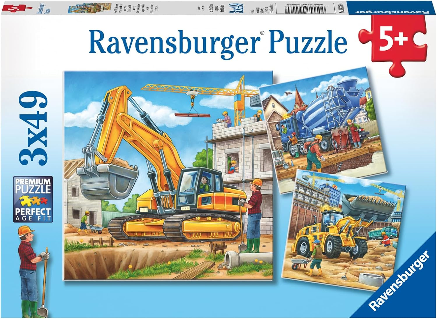 Ravensburger puzzel voor kinderen - 09226 Grote bouwvoertuigen - Puzzel voor kinderen 5+ 3X49 stukjes puzzel Naty Shop standaardtitel