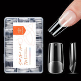 Modelones nageltips 216 stuks - volledige dekking nageltips set, zachte gel tips set, pre-polijsten PMMA hars nageltips, doe-het-zelf lijm op nail art kunstnagels, korte amandelen XS