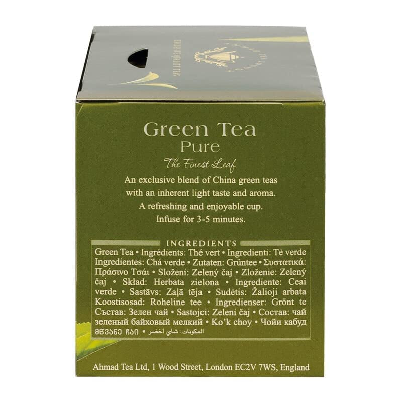 Ahmad Tea - Groene thee - Smaakverzegelde, individueel verpakte theezakjes met 2 g thee per portie - 20 theezakjes met bandjes (pak van 2)