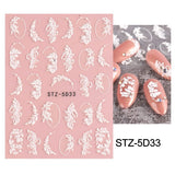 4 Blatt 3D Nagelsticker Frühling Blume Nagelaufkleber 5D Stereoskopisch Selbstklebend Nail Art Sticker Decoratie Nageldesign Zubehör