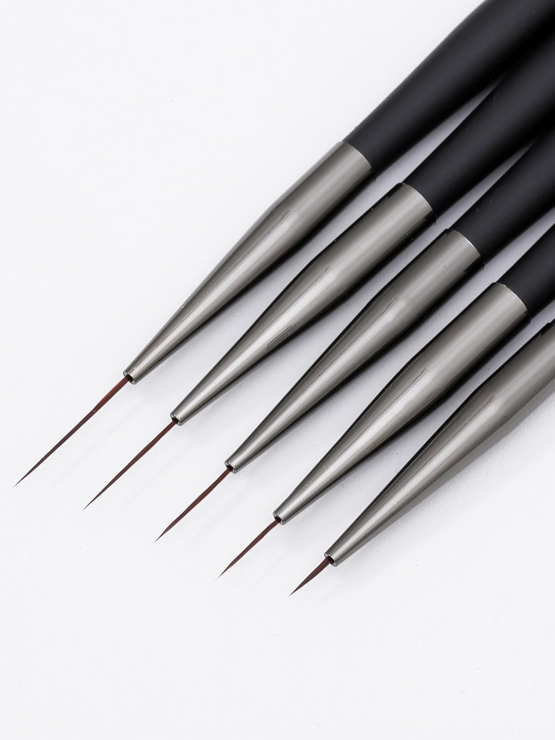 Nagelkunst-Pinsel, 5 Stück, Nailart-Pinsel, Punktierstift-Werkzeuge, Malkunst-Design-Pinsel-Set Für Lange Linien, Dünne Details, Feine Zeichnungsgrößen 7/9/11/15/22 Mm, Zwart