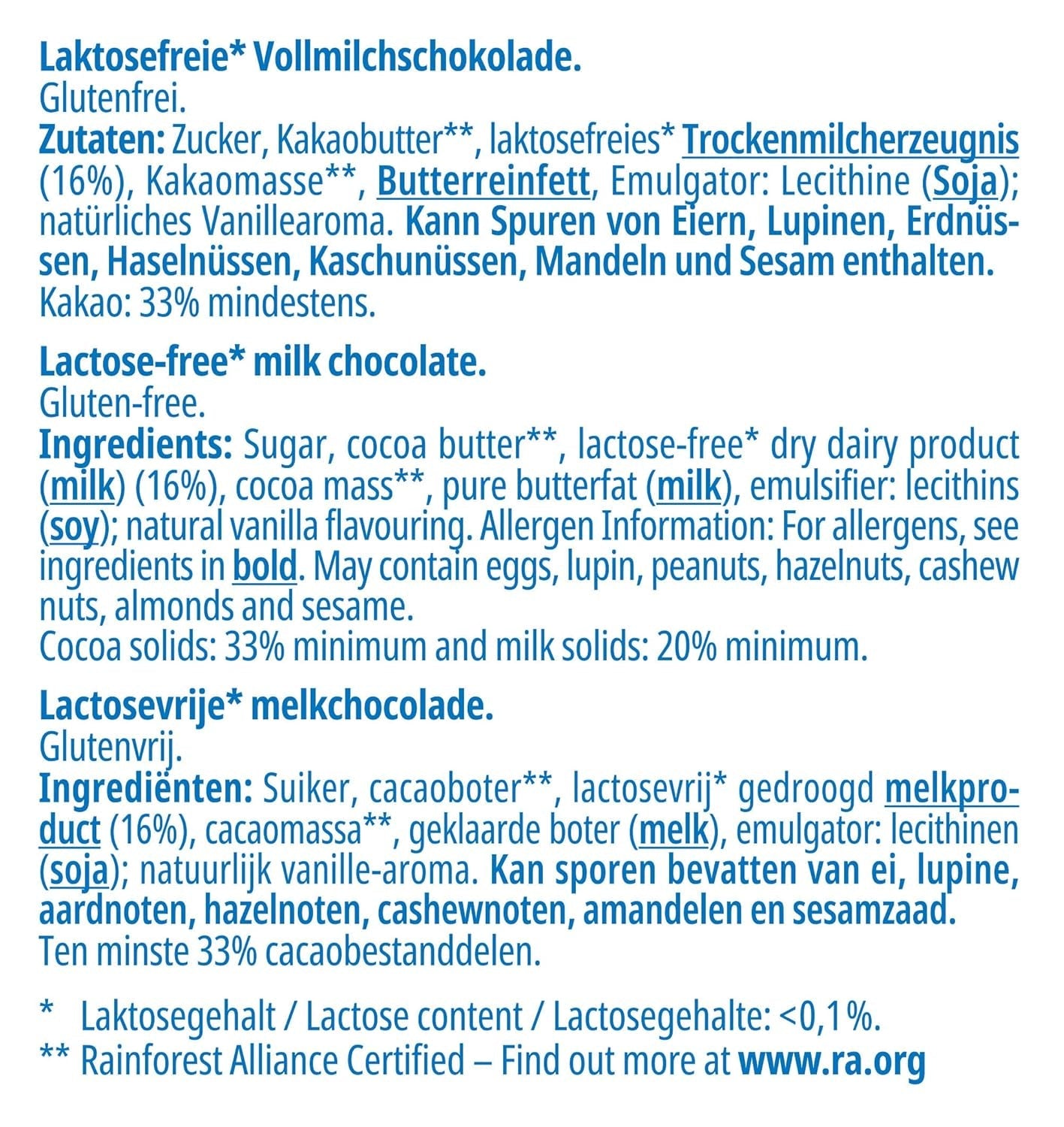 frankonia CHOCOLADE Volle melkchocolade zonder lactose en gluten, 100 g
