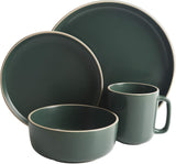 Zuma 16-delige ronde bestekset, borden, schalen, kopjes, besteksets, servies voor vier (16-delig), groen