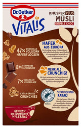 Dr. Oetker Vitalis KnusperPlus Dubbele Chocolade: Krokante muesli met melk- en pure chocolade, pakje van 7 (7 x 450g)