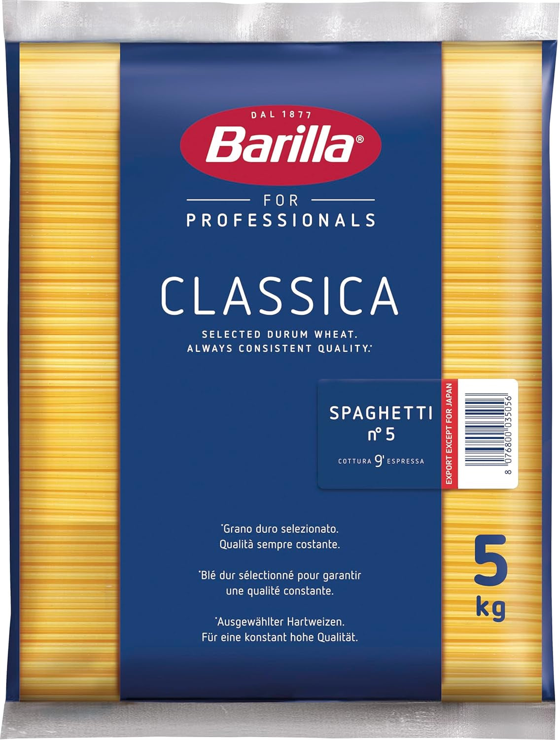 Barilla Durum Tarwe Spaghetti Pasta Nr. 5 – Pak van 1 (1x5kg)