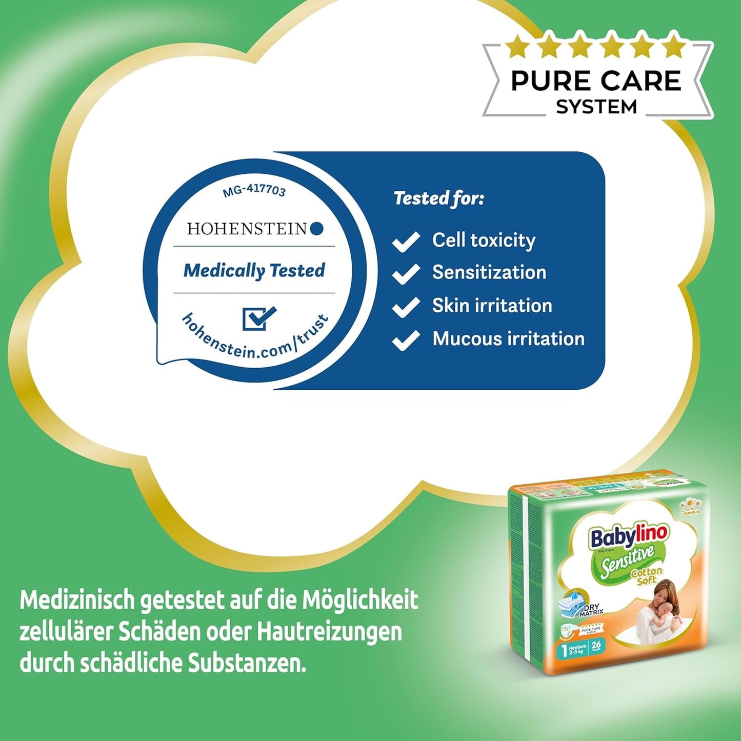 Gevoelige babyluiers, maat 1, newborn (2-5 kg), 26 stuks