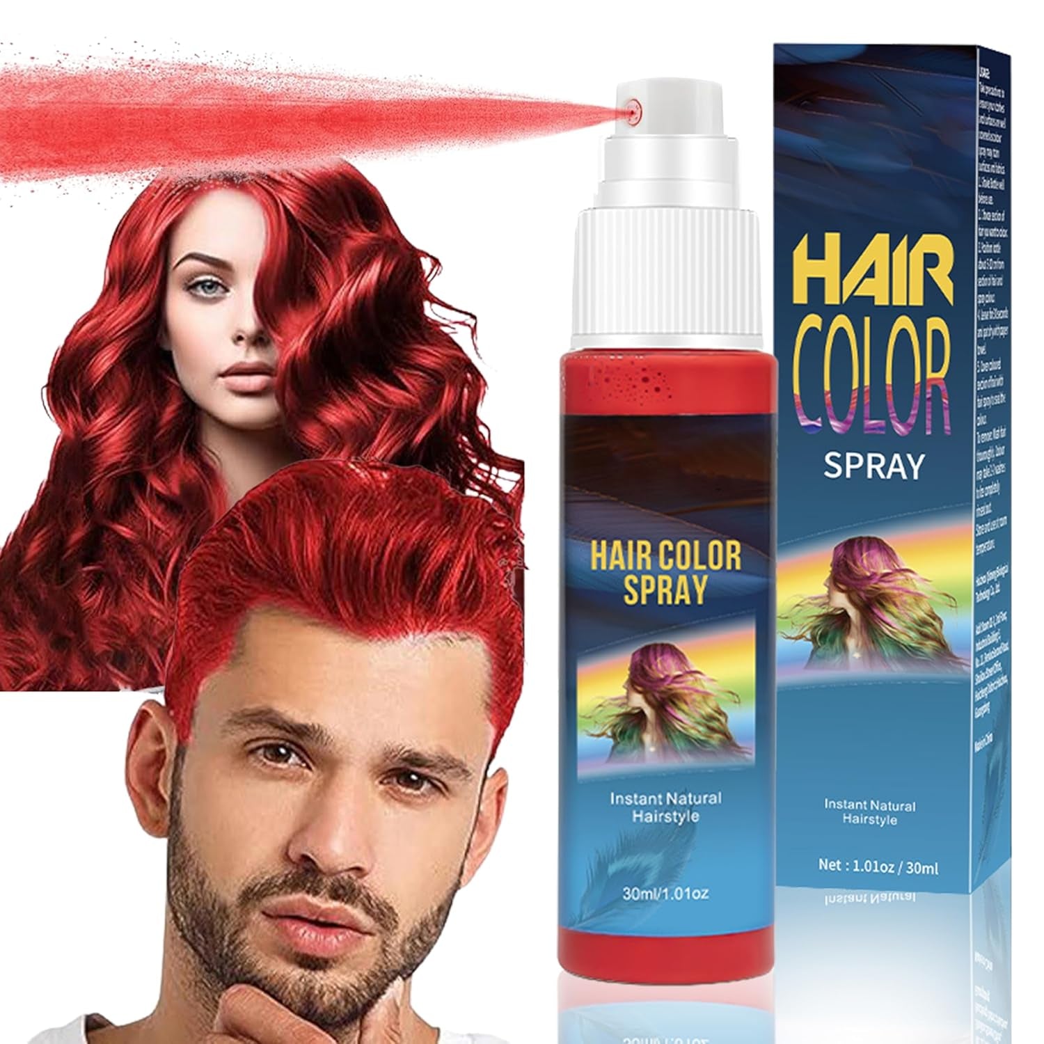 Haarlak Kleur - 30ml Tijdelijke Groene Haarkleur Spray, Natuurlijke Haarverf Tijdelijke Haarkleur Spray, Wasbare Haarverf voor Feest Cosplay Halloween (Groen) Haarverf Naty Shop Rood