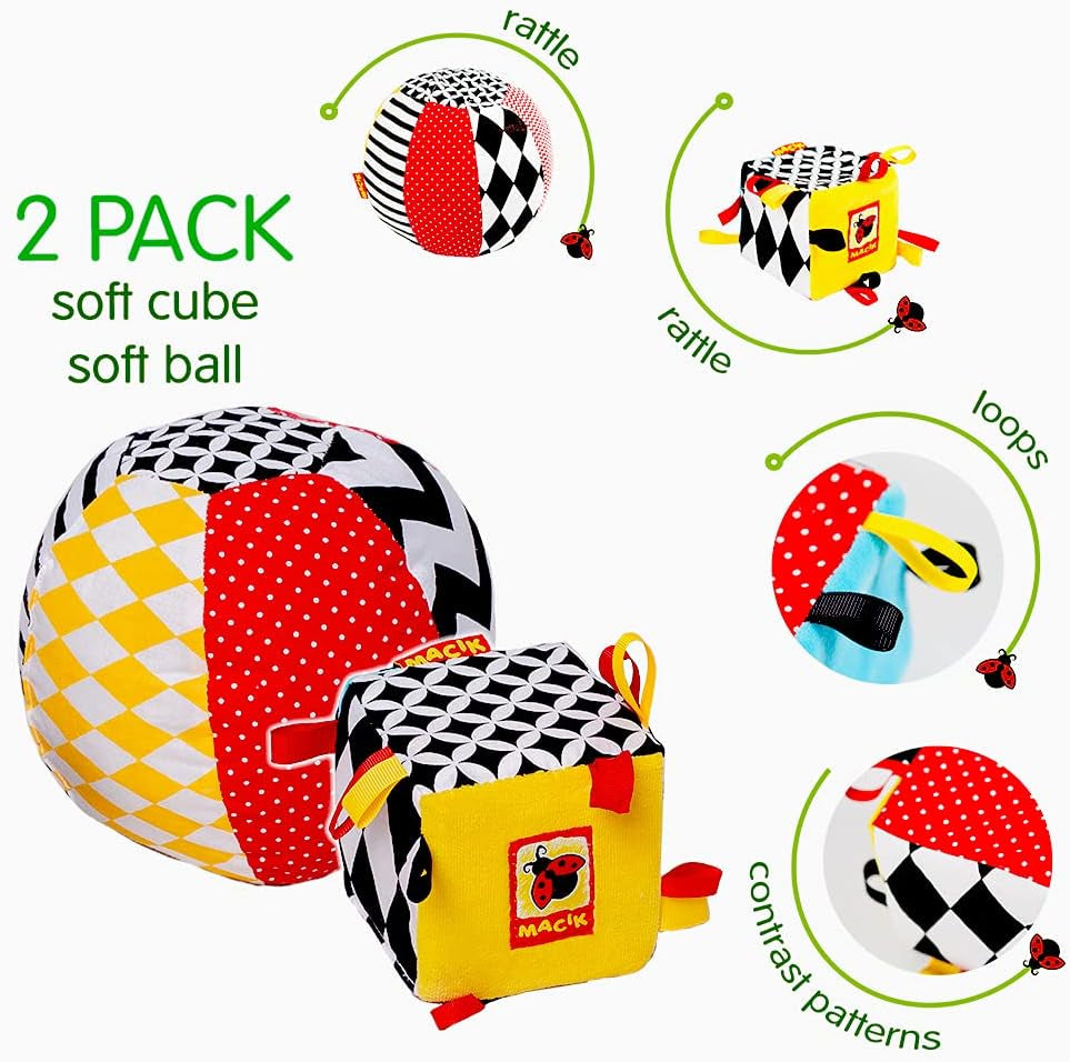 magdum 2 set baby kubusspel + stoffen bal - motoriek speelgoed vanaf 1 jaar - speelgoed voor kinderen 6 maanden - Montessori speelgoed - educatief speelgoed 1 jaar - cadeau voor kinderen - bal voor kinderen - kubus voor kinderen - cadeaus voor kinderen Speelgoed Bebe Naty Shop