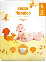 Amazon Ultra Dry-luiers, maat 1 (2-5 kg) - maanddoos, wit, 96 stuks (2 verpakkingen van 48) (voorheen merk Mama Bear, identiek product)