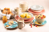 MÄSER 931612 Bel Tempo II vintage serviesset voor 6, 30 stuks, gecombineerd servies in blauw handgeschilderd keramiek, steengoed, rookblauw