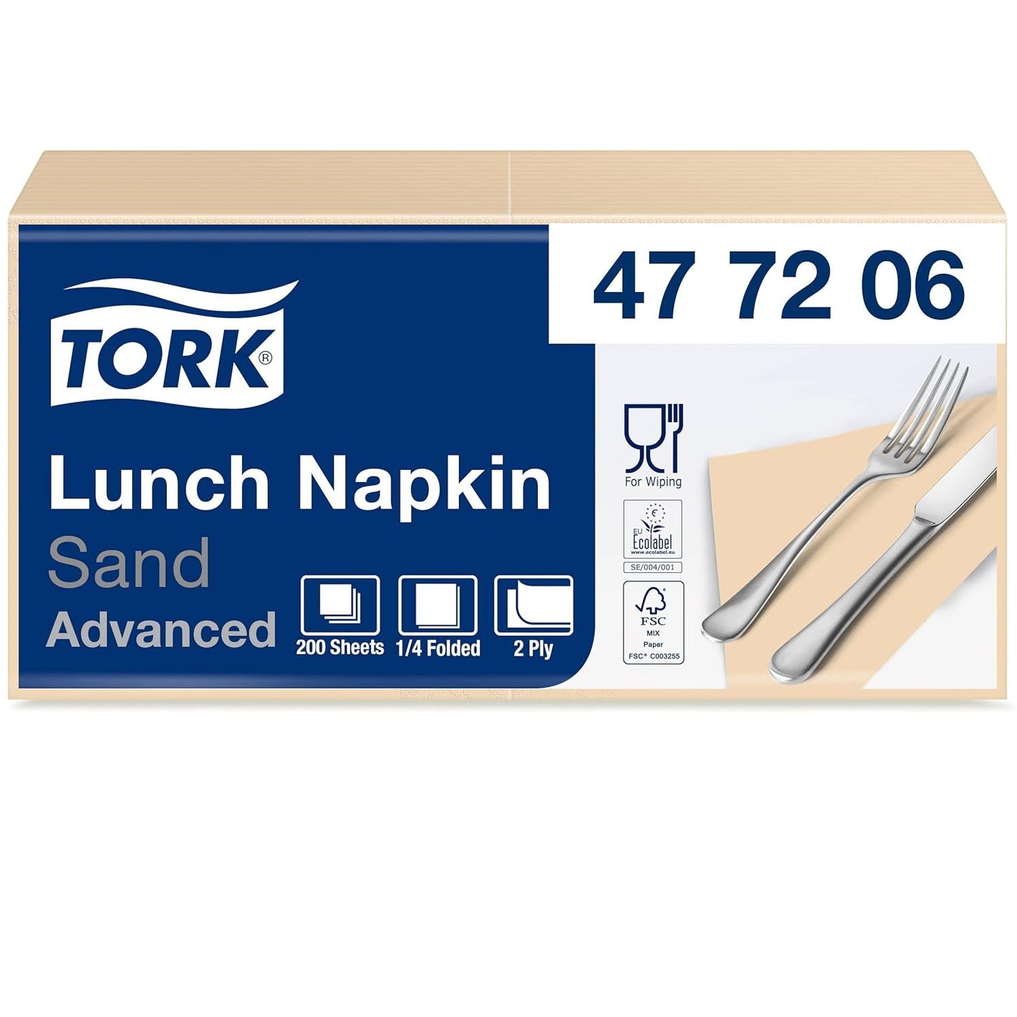 Tork 477840 Lime lunchservetten / 2-laags servetten voor kleine maaltijden of snacks / geavanceerde kwaliteit / 10 X 200 (2000) papieren servetten / 32,6 X 33 cm (L X B) / 1/4 vouw