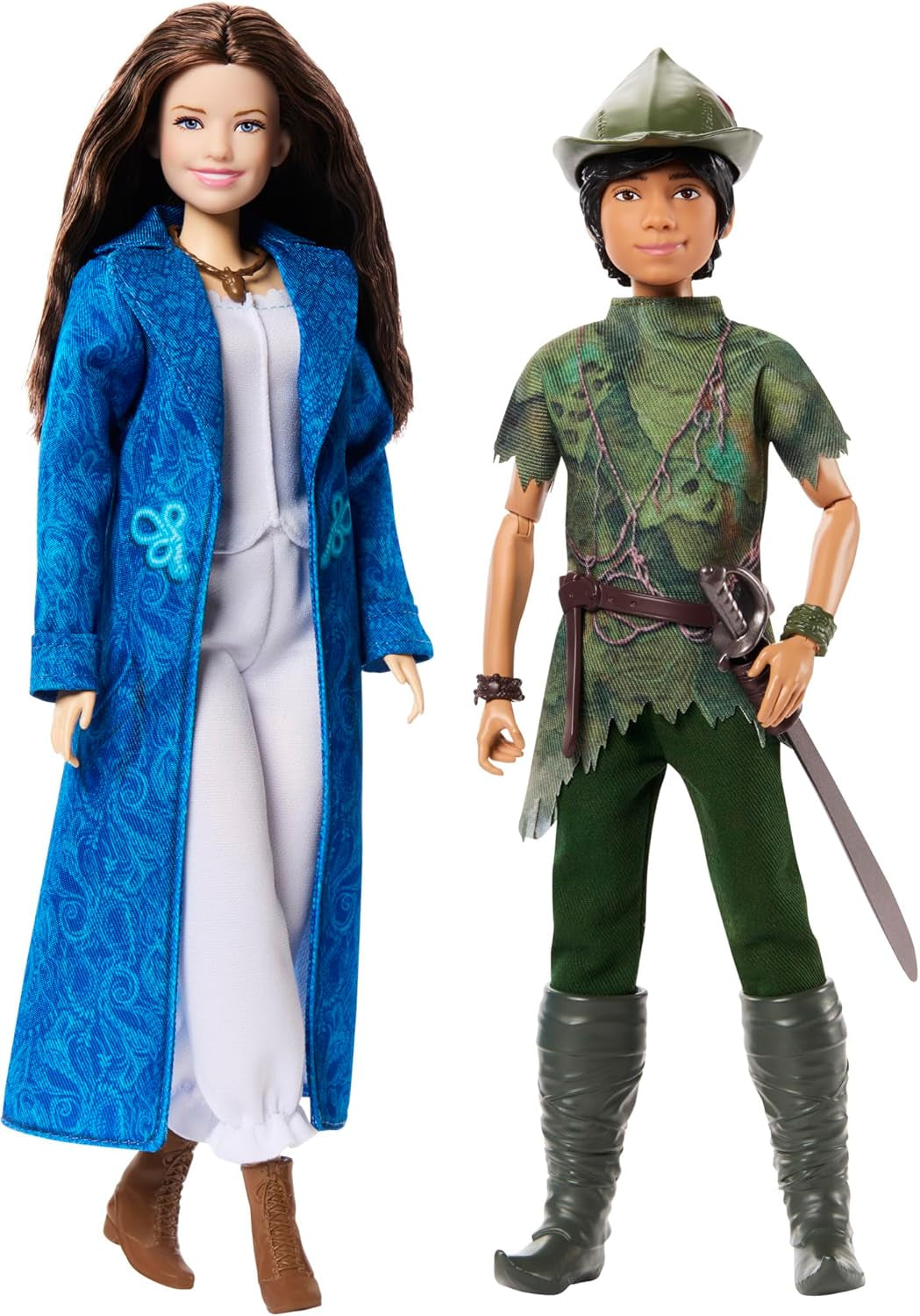 DISNEY Peter Pan en Wendy - beweegbare figuren met typische kostuums en verwijderbare accessoires, broeken van zachte stof, voor het naspelen van favoriete scènes of creatief spel, voor kinderen vanaf 3 jaar, HNY36
