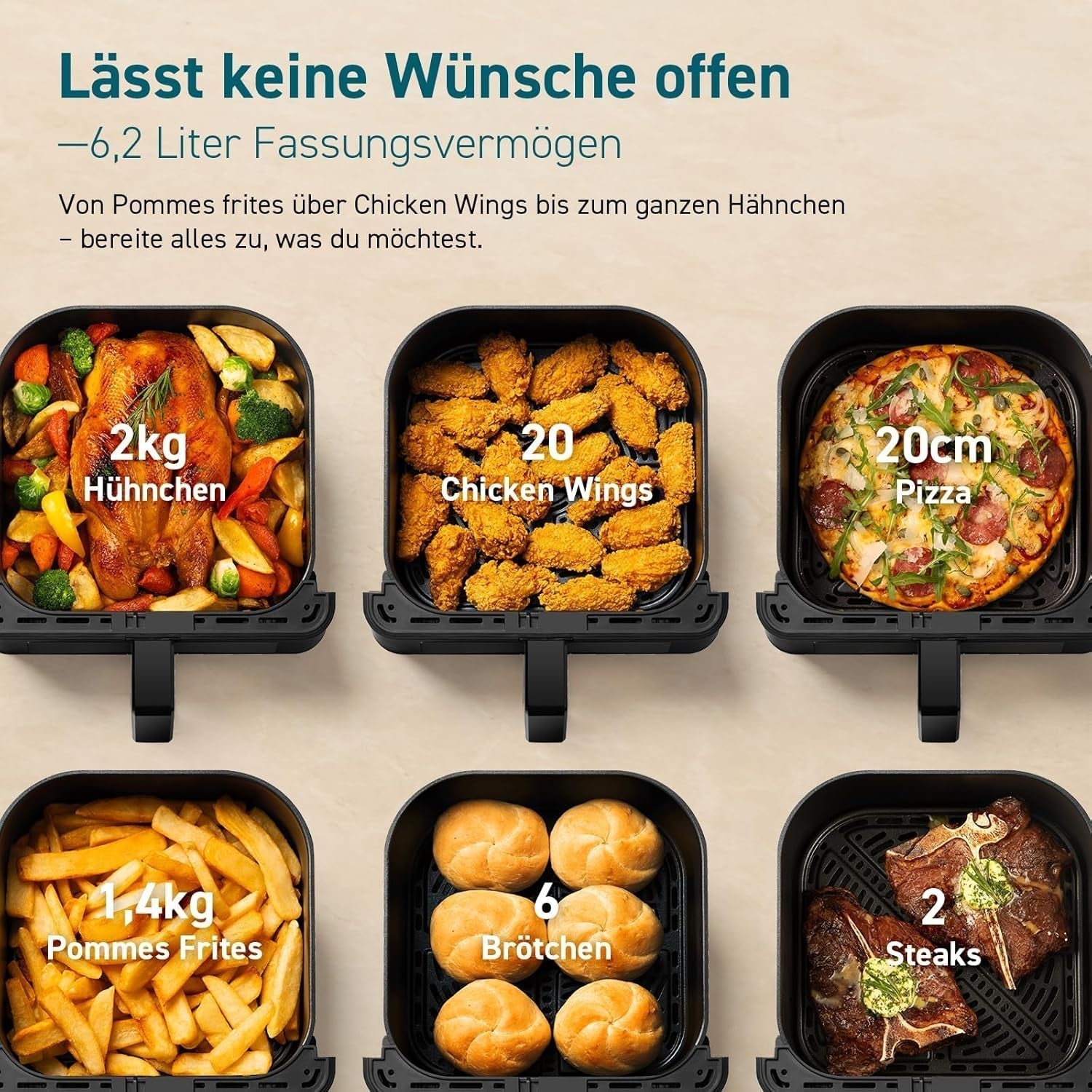 COSORI Heteluchtfriteuse Airfryer, 12-in-1 Luchtfriteuse XXL 6,2L, Heteluchtfriteuse met kijkvenster en roerherinnering, 80 recepten Huishoudelijke apparaten Naty Shop
