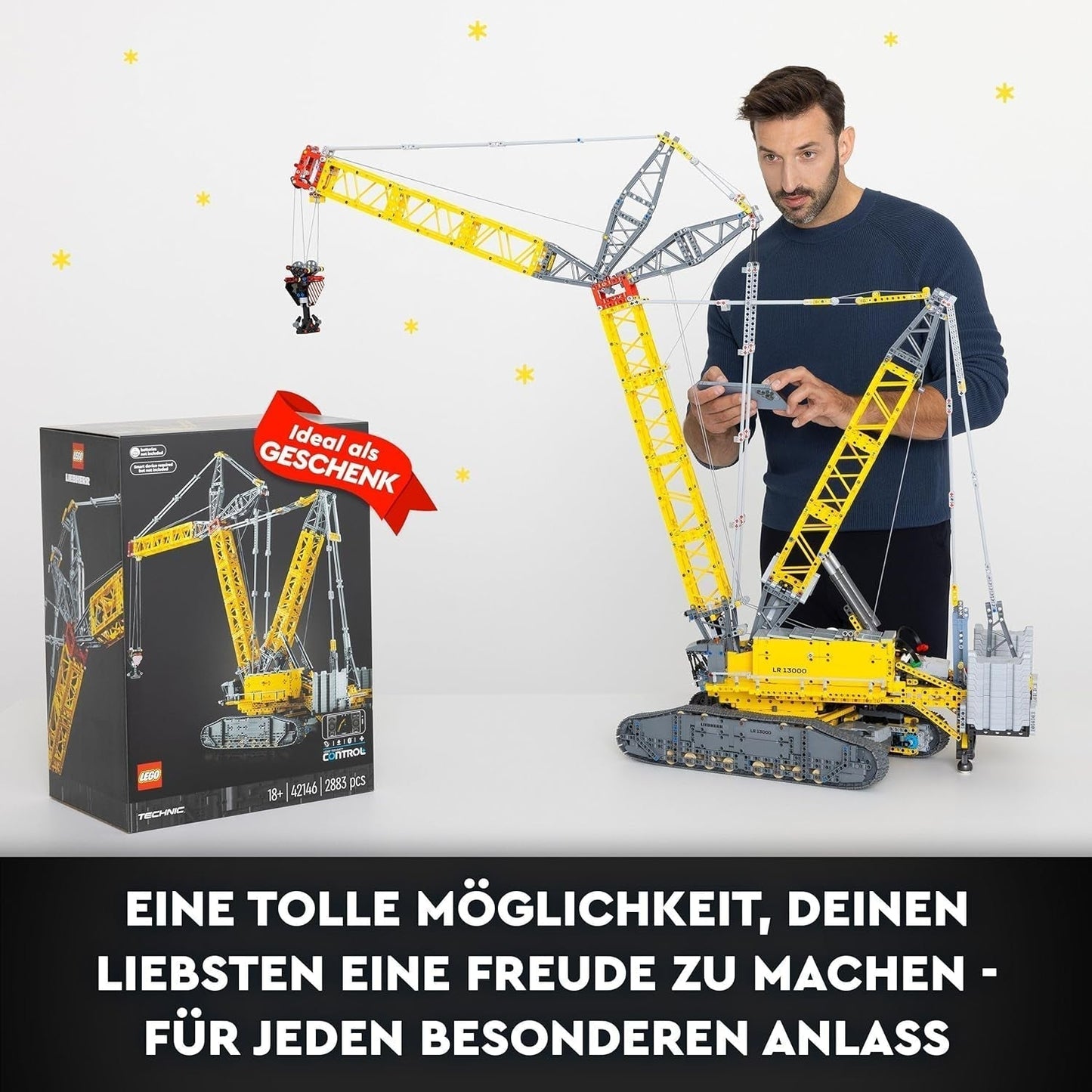 LEGO Technic Liebherr LR 13000 Rupskraanset, bouw het beste op afstand bestuurbare bouwvoertuigmodel met Control+ app, kraan met liersysteem en hefarm, grote modelbouwset voor volwassenen 42146 Besuche Den LEGO-Store bouwsets