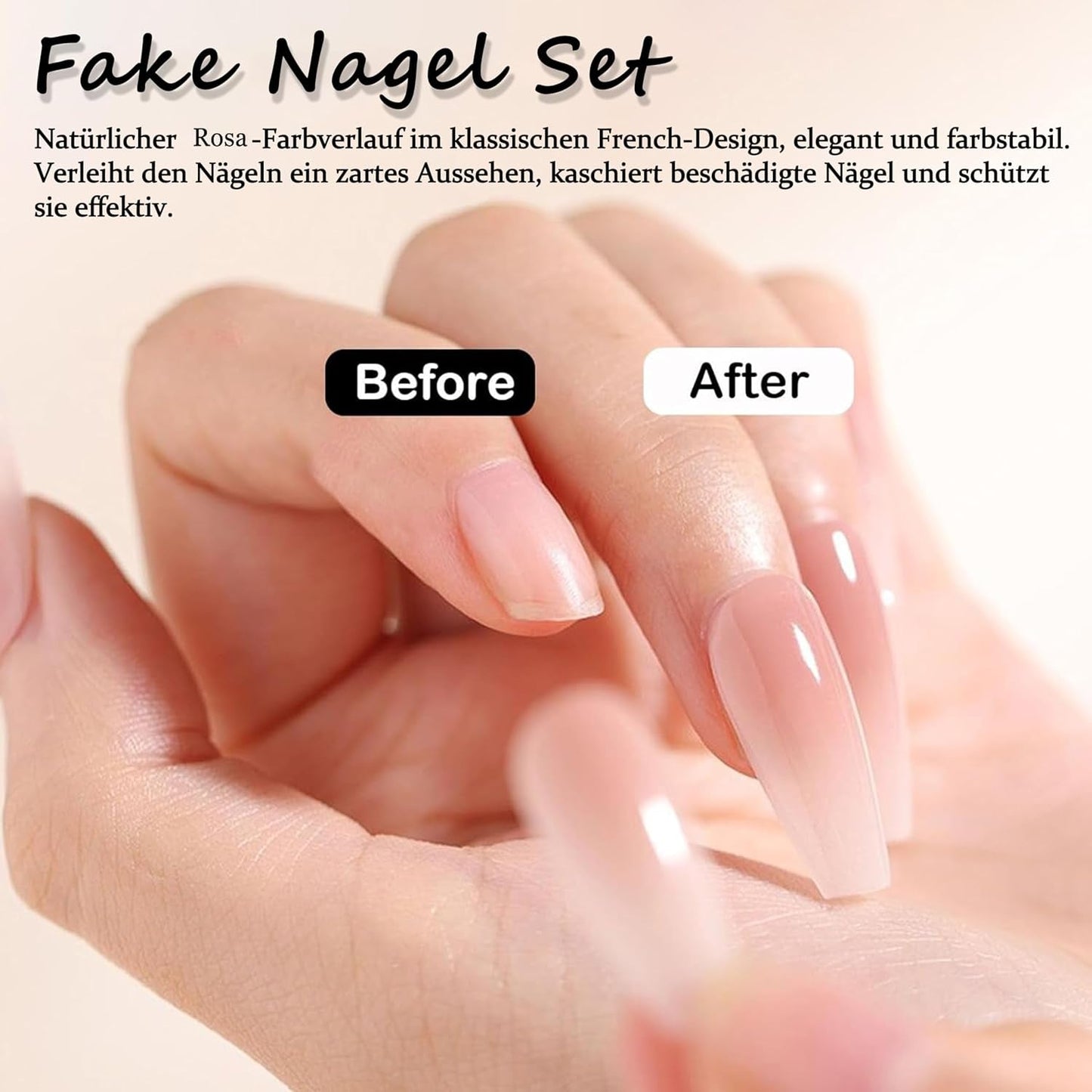 Ballerina kunstnagels set - 240 stuks delicate lila roze kunstnagels, volledig dekkende lijm op kunstnagels, kunstnageltips set voor manicure en nagelkunst voor vrouwen en meisjes (lavendelroze)