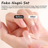 Ballerina kunstnagels set - 240 stuks delicate lila roze kunstnagels, volledig dekkende lijm op kunstnagels, kunstnageltips set voor manicure en nagelkunst voor vrouwen en meisjes (lavendelroze)