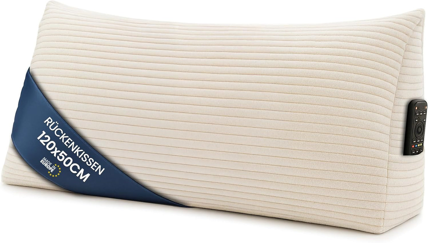 Verenkussen, rugkussen, fluwelen kussen, breedte 70 cm - leeskussen voor bed, bank en bank, groot bankkussen, muurkussen, bankkussen, leeskussen, rugsteunkussen, lichtgrijs