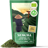 Naturalebio Japanse Sencha-thee - 200 g Biologische groene thee - 100% pure en natuurlijke Sencha groene thee - losse bladeren van de eerste oogst - biologisch product geteeld in Japan
