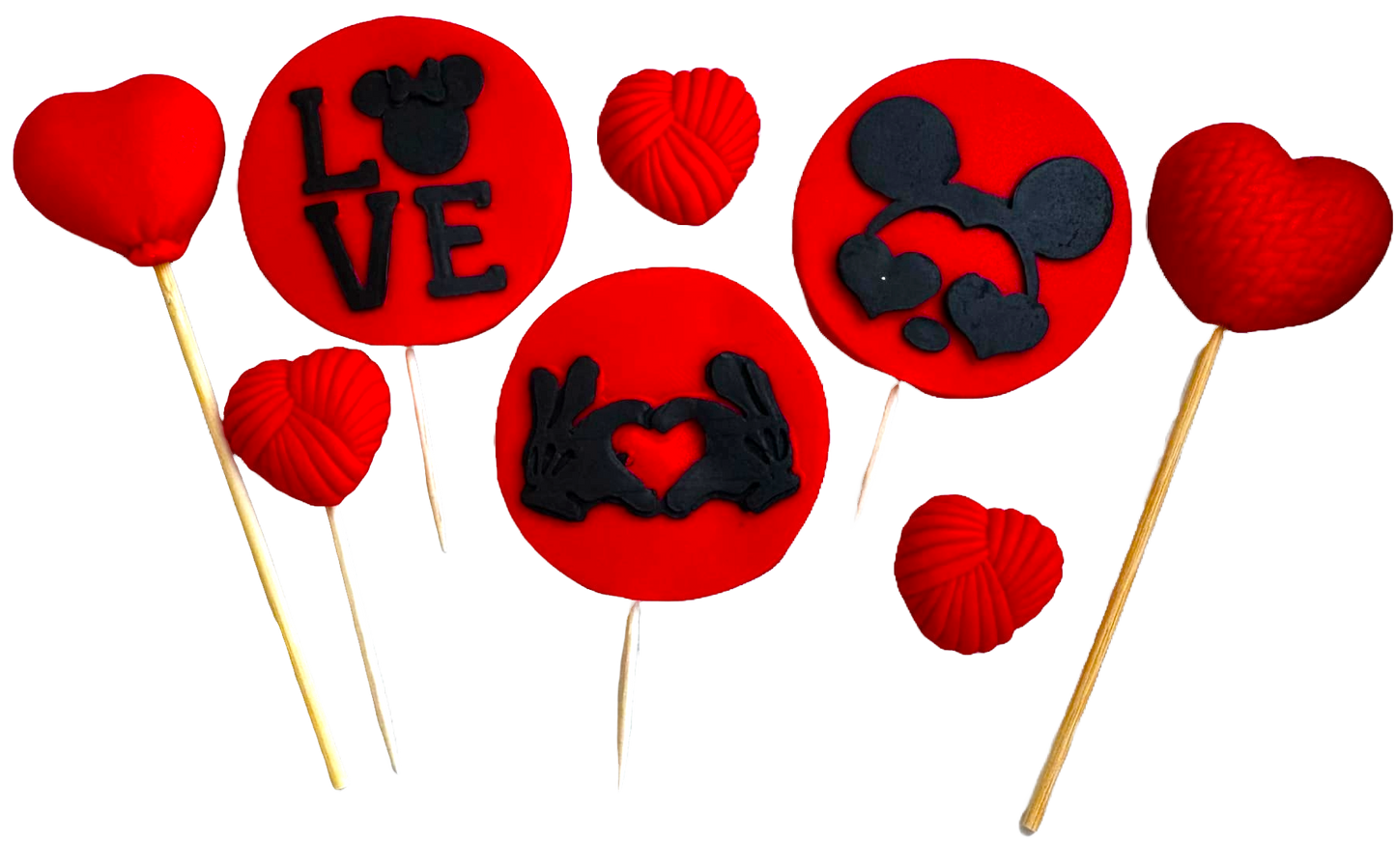 Set van 8 eetbare suikerpasta-decoraties, LOVE Sugar Paste Decorations Naty Shop