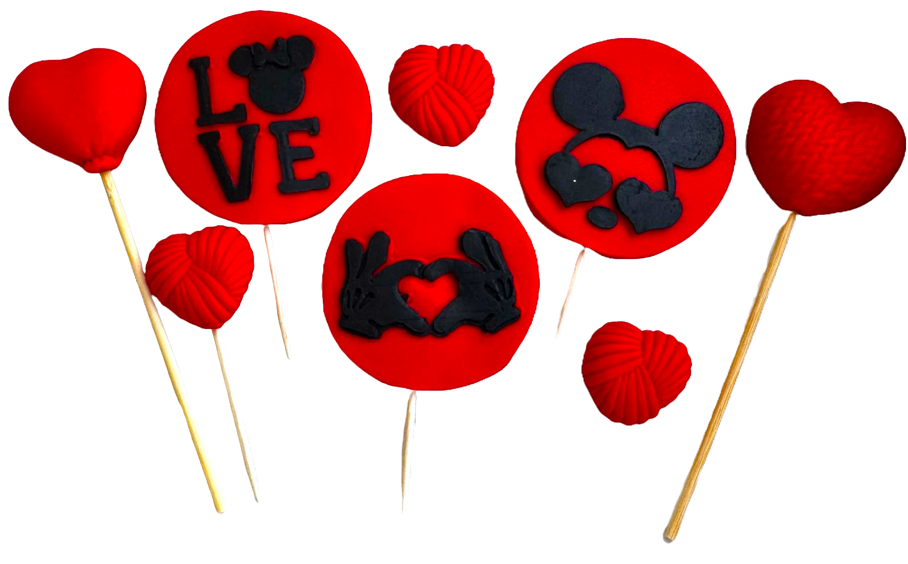 Set van 8 eetbare suikerpasta-decoraties, LOVE Sugar Paste Decorations Naty Shop