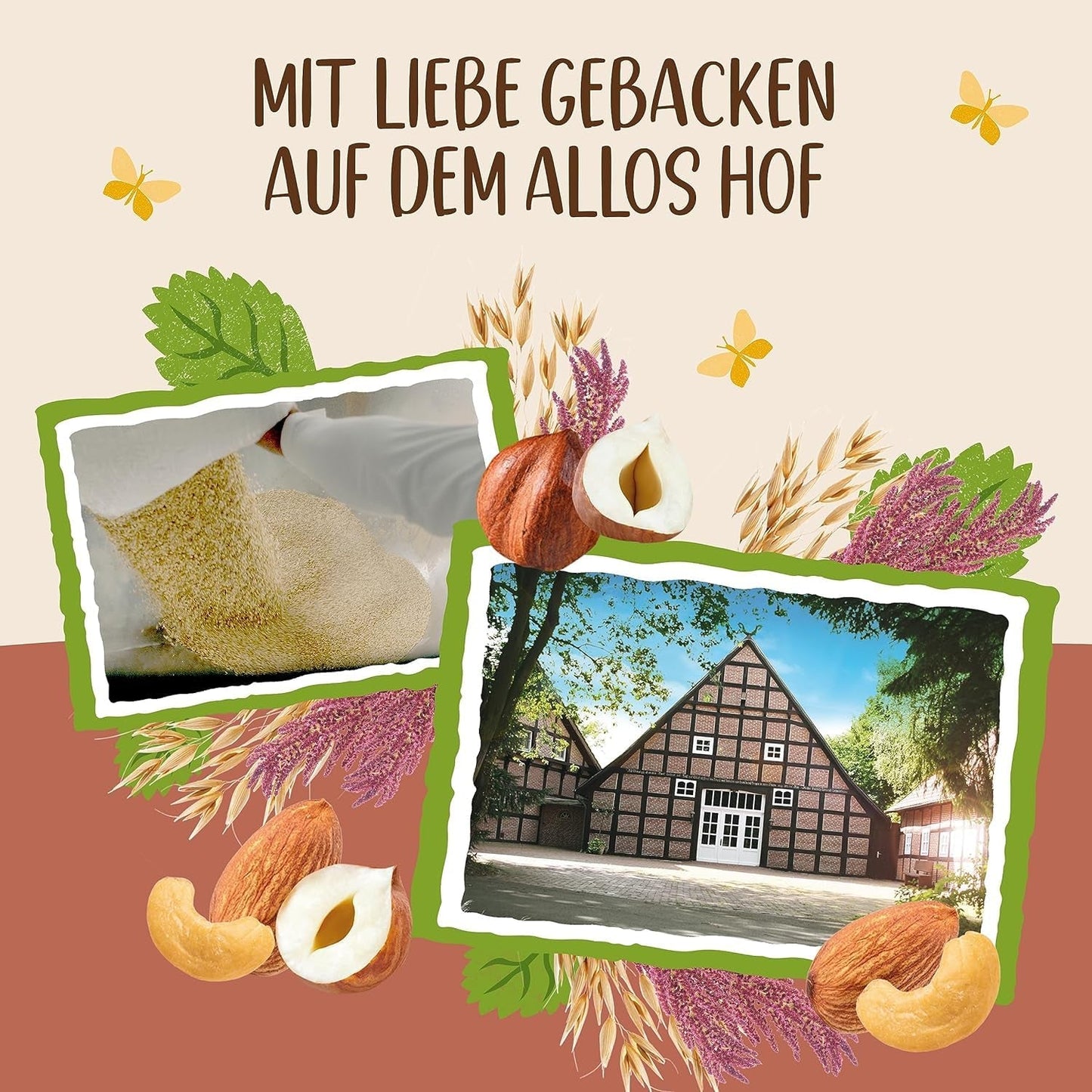 Premium knapperige muesli met walnoten en amarant Allos | Biologische Muesli | Muesli met noten | Havermout | Ontbijtgranen | Veganistisch | Pak van 6 (6 x 400 g)