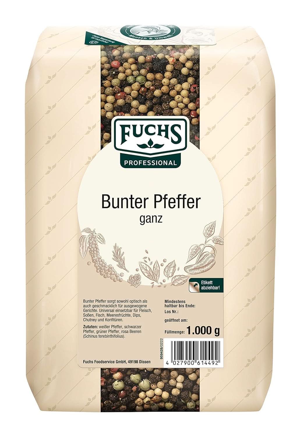 Fuchskleurige hele peper, 1 Kg Condimente Naty Shop
