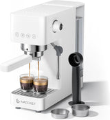 AMZCHEF 20 bar espressomachine, LED-display, professionele melkopschuimer en roestvrijstalen stoomlans, 1,5 liter verwijderbare tank, 1350 W snelle verwarming, wit