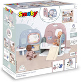 Smoby - Babyverzorging Poppenkwekerij - Poppenspeelcentrum Kinderdagverblijf + Kleuterschool Dagelijks leven - Opvouwbare speelruimte met 360° rotatie - 6 accessoires - Gemaakt van 90% gerecycled materiaal in Frankrijk, vanaf 3 jaar