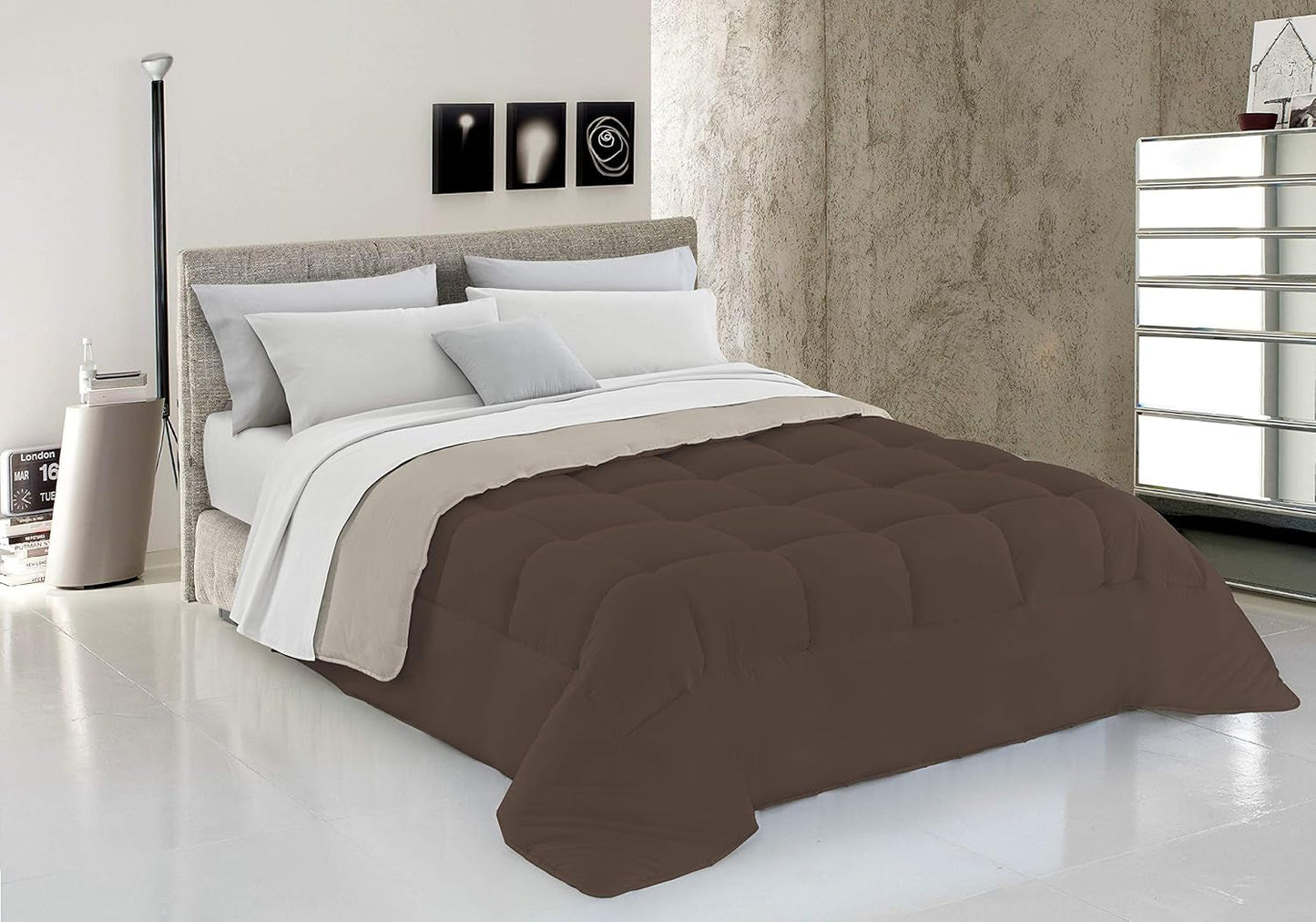 Italiaans beddengoed, winterdekbed, taupe/crème, 250X200Cm Naty Shop quilts en dekbedden Bruin/crème 150X200Cm